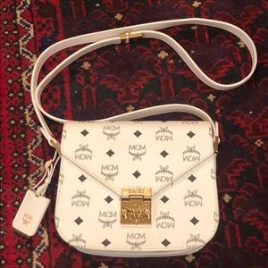 MCM Small Patricia Vistetos White Monogram Handbag